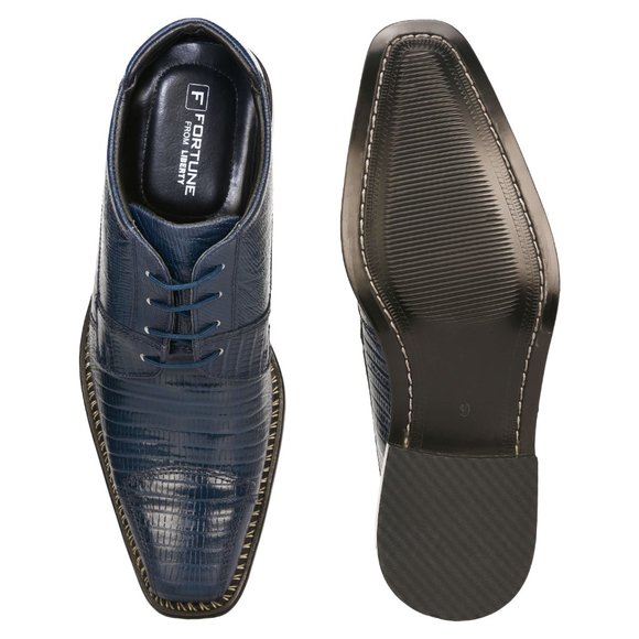 LIBERTYZENO NAVY LEATHER LACE-UP BOOTS - Picture 5 of 5